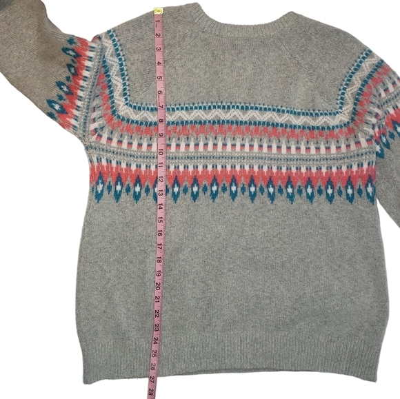 Fair Isle Knit Wool Alpaca Blend Crewneck Sweater Size XL Gray Pink Blue Preppy - Picture 10 of 11